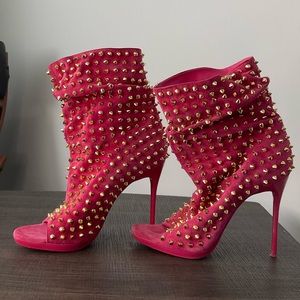 Pink Louboutin Guerilla Spiked Booties